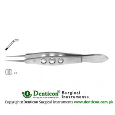 Castroviejo Suture Tying Forcep Angled - 1 x 2 Teeth with Tying Platform Stainless Steel, 11 cm - 4 1/4" Tip Size 0.5 mm